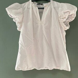 White Bluse Puff Sleeve Size xl Pretty Garden  Cotton Beach  Two  FREE Tops